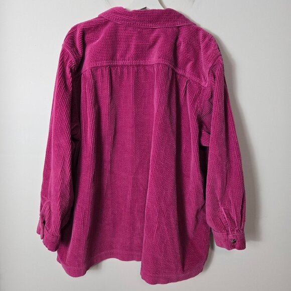 L.L. Bean Women's Size 3X Comfort Corduroy Button-Up Shirt Jacket Fuchsia - Picture 4 of 5